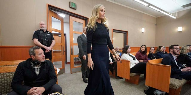 Gwyneth Paltrow enters the courtroom for her trial Friday, March 24, 2023, in Park City, Utah.