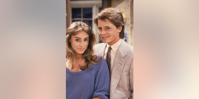 Micahel J. Fox and Tracy Pollan on the set of family ties
