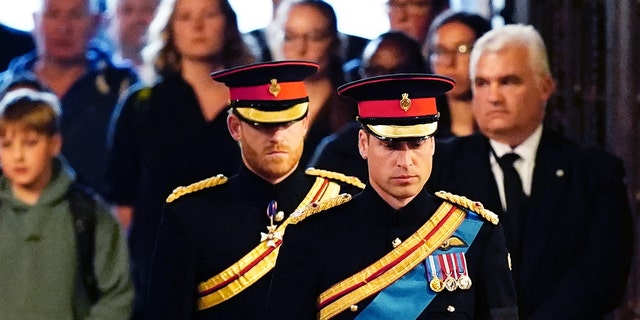 Prince William and Prince Harry at Queens vigil