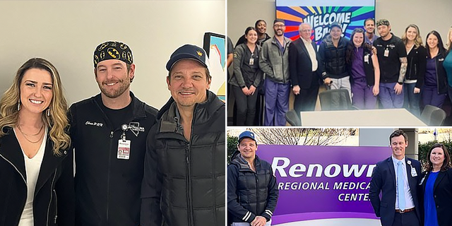 Jeremy Renner visited with hospital staff who saved his life after snowplow accident