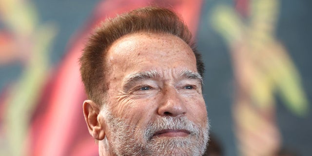 close up of Arnold Schwarzenegger with a beard.
