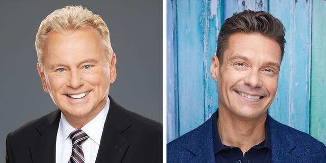 A split photo of Pat Sajak and Ryan Seacrest smiling