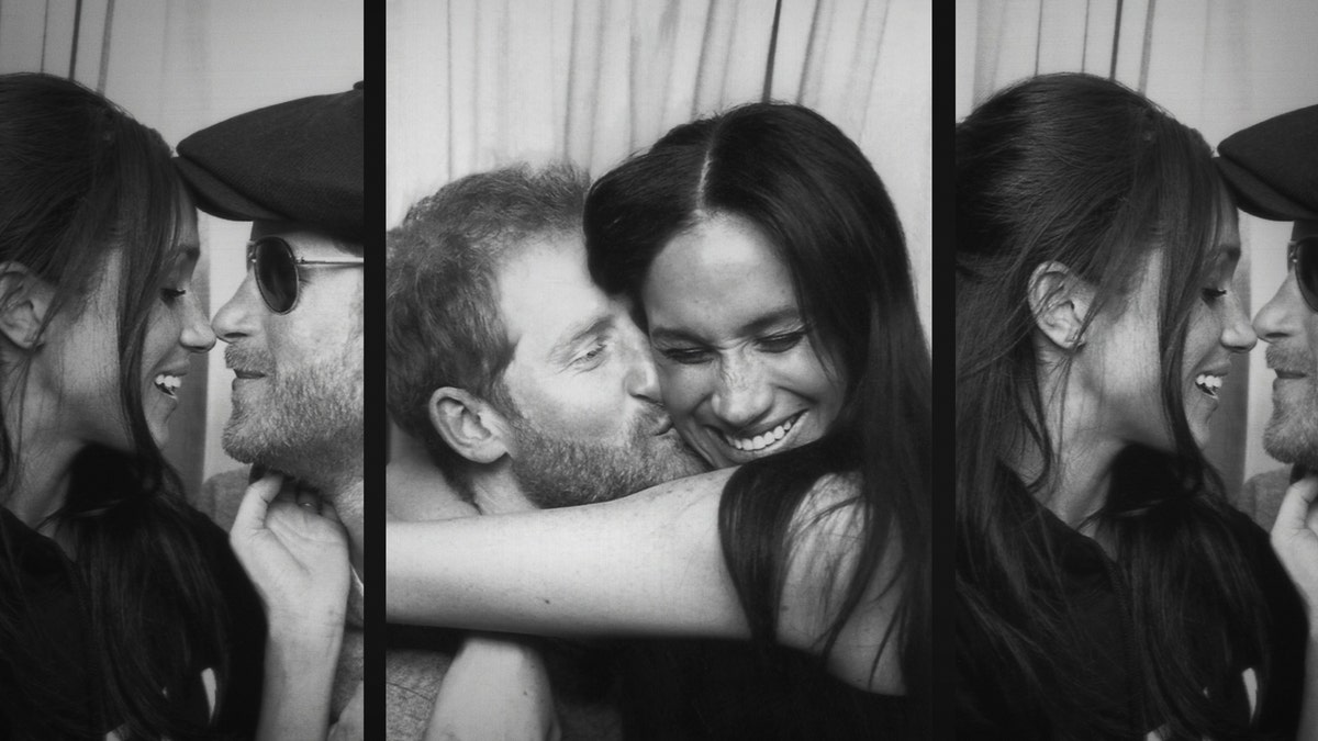 Prince Harry and Meghan Markle in a series of black and white photos promotion for their show Harry & Meghan