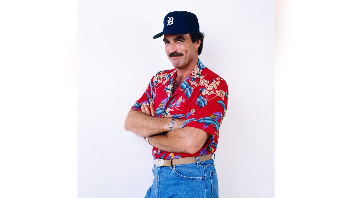Tom Selleck in costume for Magnum, P.I.