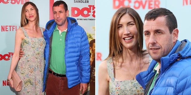 Aniston jokes Sandler doesn't have a great wardrobe, but that his wife always looks impeccably dressed.