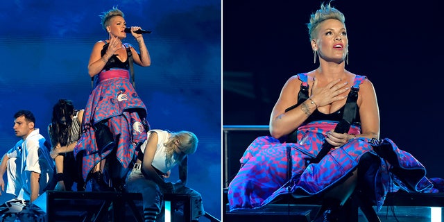 Pink received the Icon Award and performed at the 2023 iHeartRadio Music Awards.