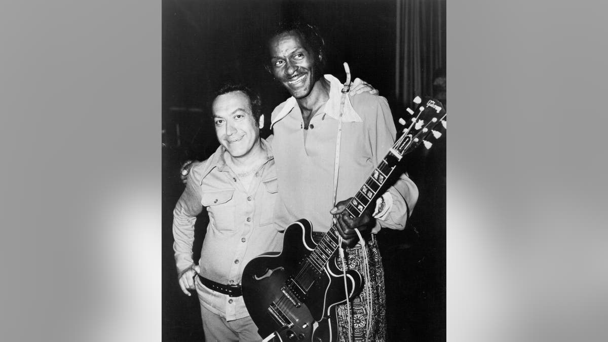 Art Laboe posed with Chuck Berry