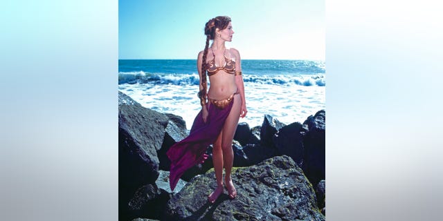 Carrie Fisher gold bikini