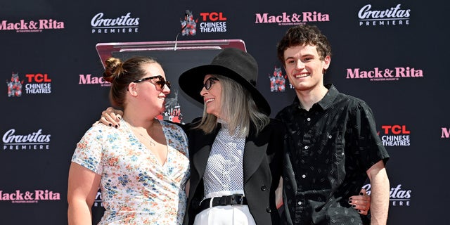 Diane Keaton adopted daughter Dexter and son Duke Keaton in her 50s. The Keaton family is pictured here in 2022.