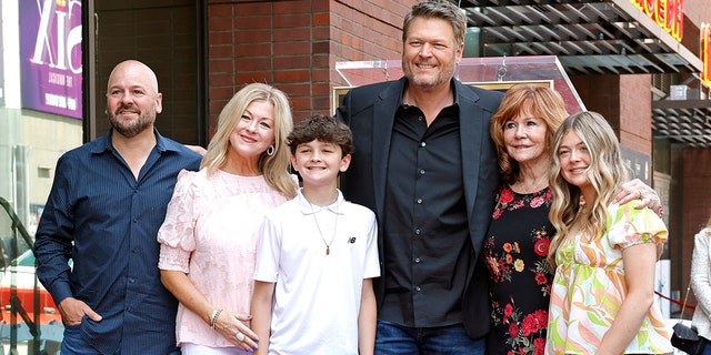 Blake Shelton and his family at the walk of fame ceremony