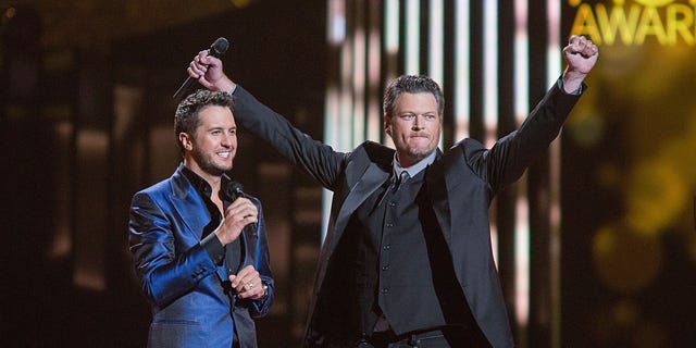 Luke Bryan, left, admitted he and Blake Shelton would mix up a drink before hitting the stage to host the Academy of Country Music Awards in 2015.