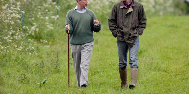 Prince William walking with Prince Charles