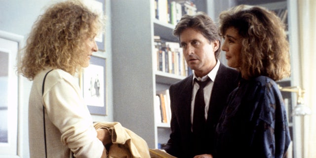 Glenn Close, Michael Douglas and Anne Archer filming a scene in Fatal Attraction 1987