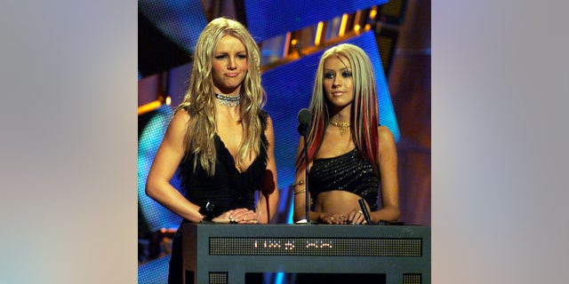 Britney Spears and Christina Aguilera at the MTV Music Awards in 2000.
