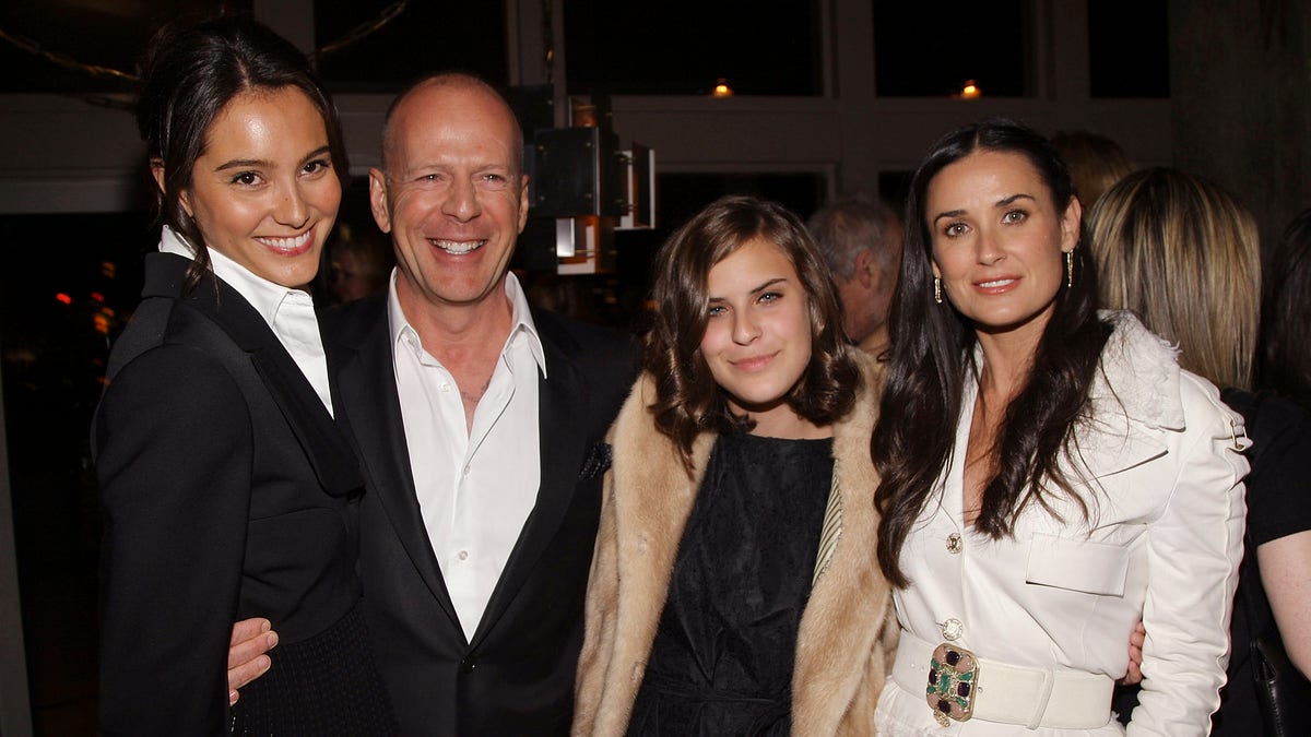 Bruce Willis and wife Emma with ex Demi Moore and youngest daughter Tallulah