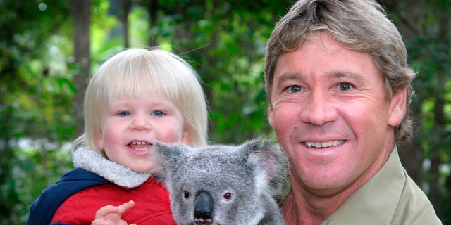 Steve and Robert Irwin with Koala
