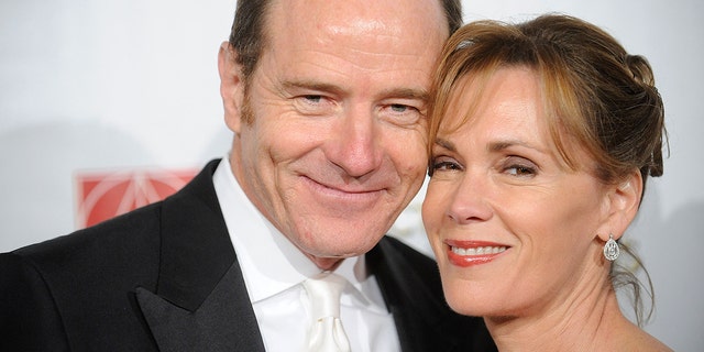 A close-up of Bryan Cranston canoodling with his wife Robin