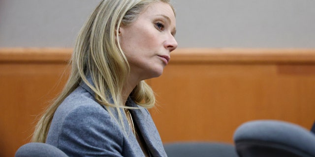 Gwyneth Paltrow listens to objection by her attorney during her trial.