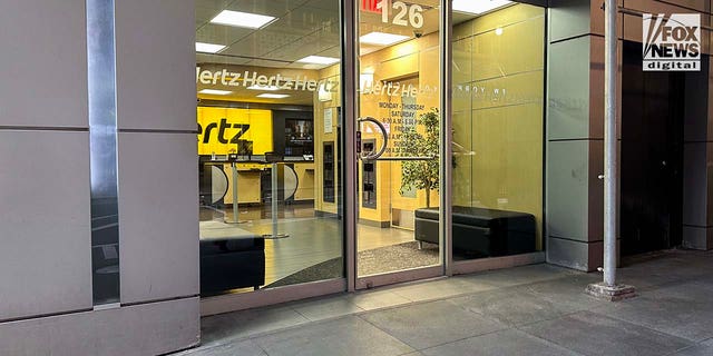 The entrance to Hertz Car Rentals in Manhattan