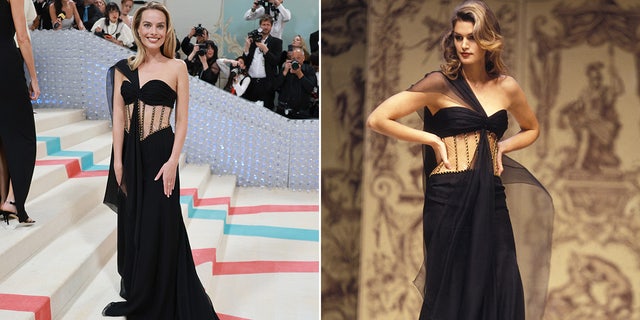 Margot Robbie wears Chanel gown first made famous by Cindy Crawford at the Met Gala