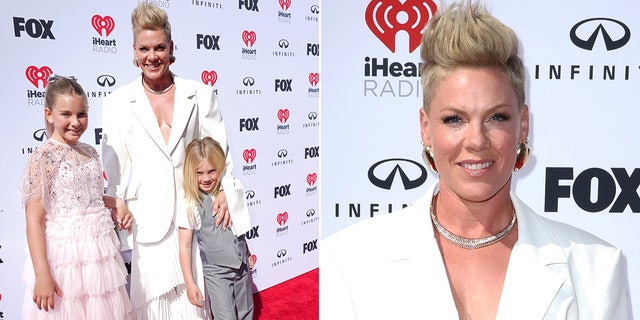 Pink stepped out with her children, Willow, 11, and Jameson, 6, on the 2023 iHeartRadio Music Awards red carpet on Monday night.
