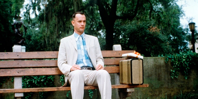 Forrest Gump sitting on a bench