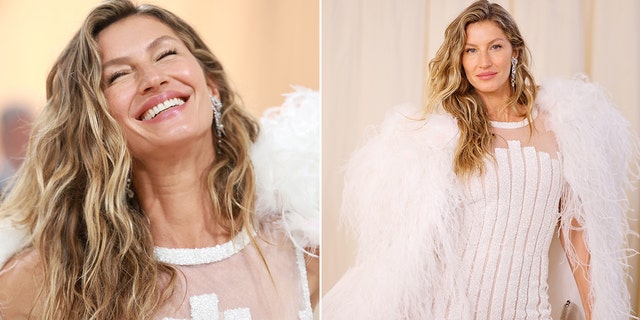 Gisele Bundchen smiles in sheer white Chanel gown at Met Gala in New York