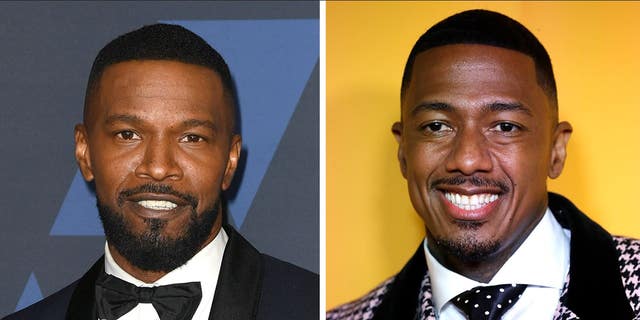 A split photo of Jamie Foxx and Nick Cannon