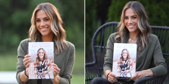 Jana Kramer wears green cardigan and black leggings to reveal new book about divorce