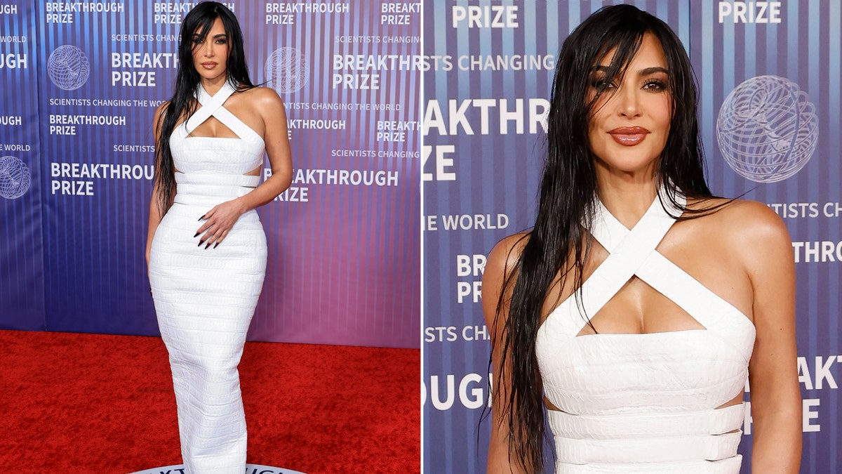 Kim Kardashian in white on the red carpet