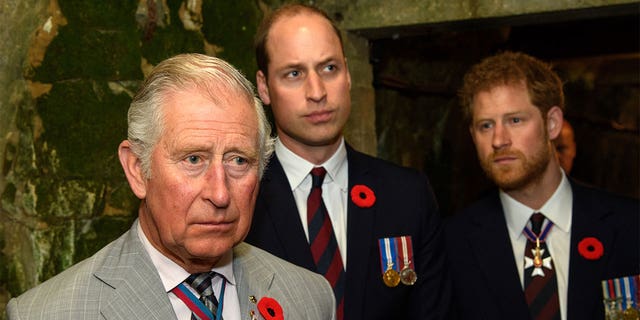 Prince Charles, Prince of Wales with sons Prince William, Duke of Cambridge and Prince Harry