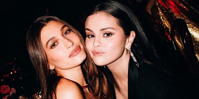 Hailey Bieber and Selena Gomez posed for a photo together in 2022.