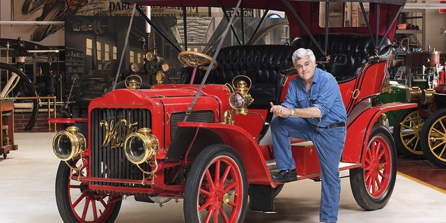 Jay Leno with a steam car from his Burbank garage