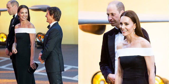 Kate Middleton wears black and white dress to Top Gun premiere in England
